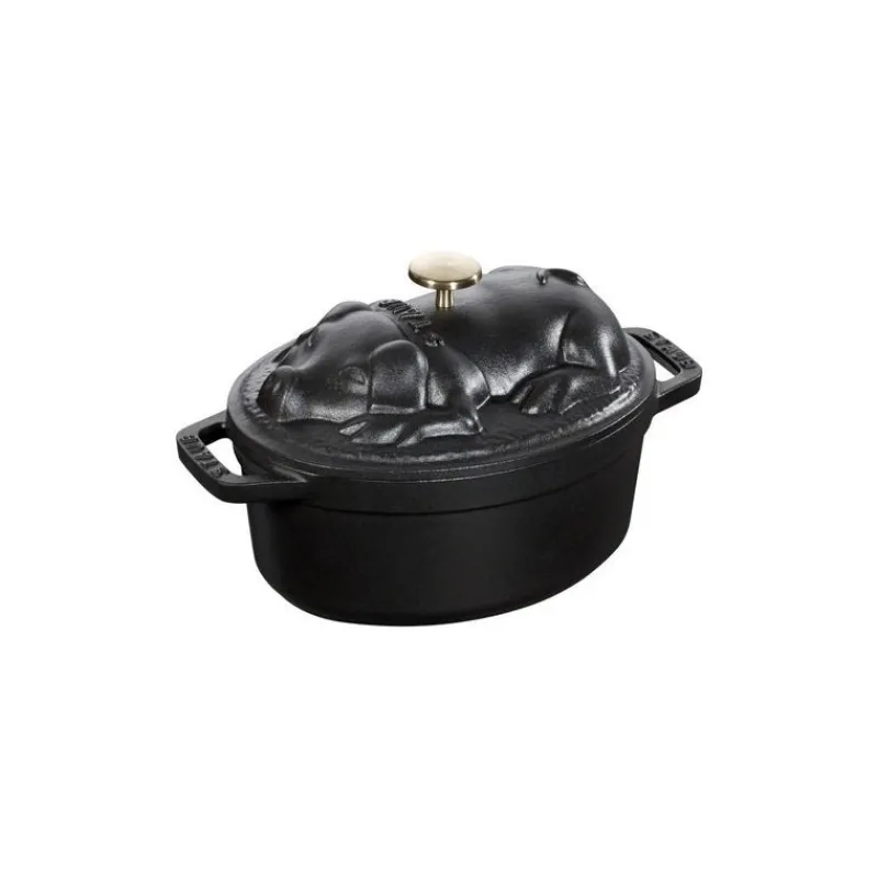 Cocotte Ovale Maialino 17 cm Nera in Ghisa-Staub Clearance