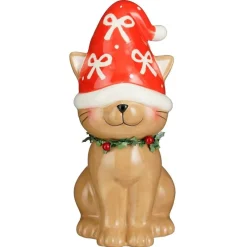 Decorazione Gatto sorridente con Cappello Rossa-Edelman Sale