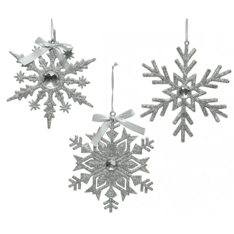 Fiocchi di neve Argento da appendere. Pezzo Singolo-Kaemingk Sale