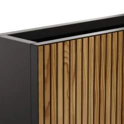 Fioriera Alta DECO PLANTER DIVIDER 25 in Metallo colore Nero e Legno 100x25x80 cm-Herstera Best