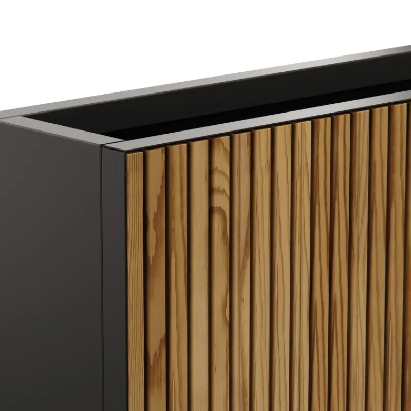 Fioriera Alta DECO PLANTER DIVIDER 25 in Metallo colore Nero e Legno 100x25x80 cm-Herstera Best