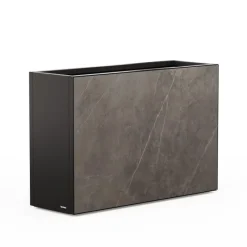 Fioriera Alta DECO PLANTER DIVIDER 40 in Metallo colore Nero e Pannello Effetto Marmo 120x40x80 cm-Herstera Online