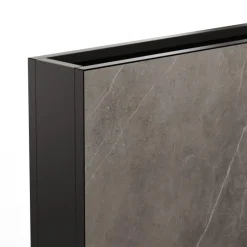 Fioriera Alta DECO PLANTER DIVIDER 25 in Metallo colore Nero e Pannello Effetto Marmo 120x25x80 cm-Herstera Hot