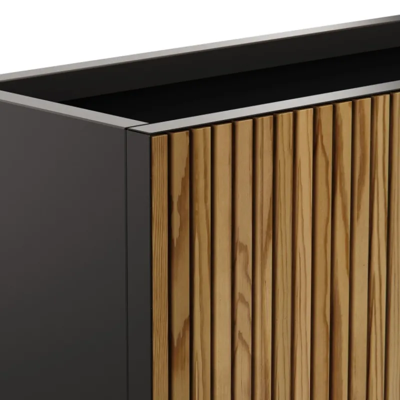 Fioriera Alta DECO PLANTER DIVIDER 40 in Metallo colore Nero e Legno 100x40x80 cm-Herstera Outlet