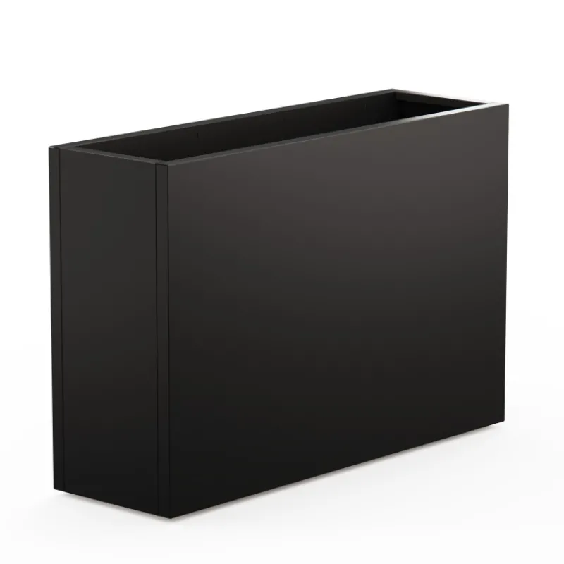 Fioriera Alta DECO PLANTER DIVIDER 40 in Metallo colore Nero e Legno 100x40x80 cm-Herstera Outlet