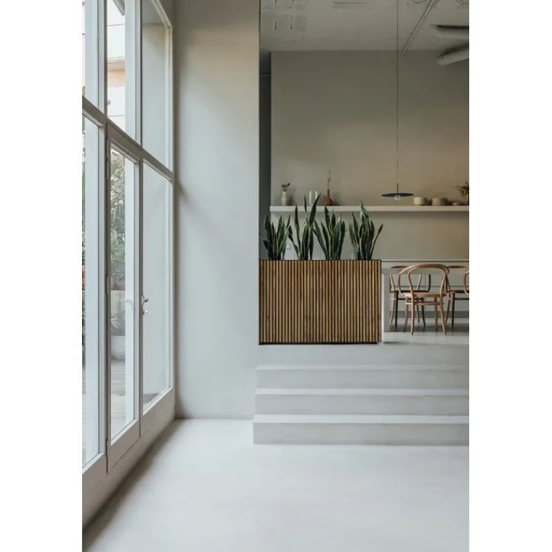 Fioriera Alta DECO PLANTER DIVIDER 40 in Metallo colore Nero e Legno 100x40x80 cm-Herstera Outlet