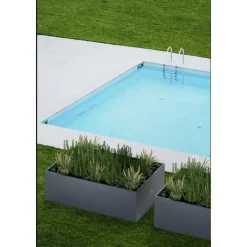 Fioriera Bassa PLANTER EDGE in Metallo colore Antracite 150x100x50 cm-Herstera New