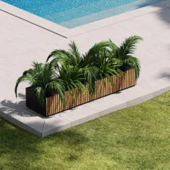 Fioriera Bassa PLANTER WOOD XIC 150 in Metallo colore Antracite 150x40x25cm-Herstera Outlet
