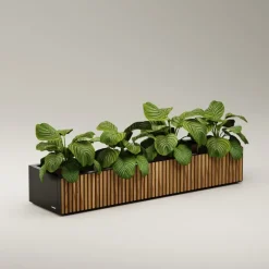 Fioriera Bassa PLANTER WOOD XIC 150 in Metallo colore Antracite 150x40x25cm-Herstera Outlet