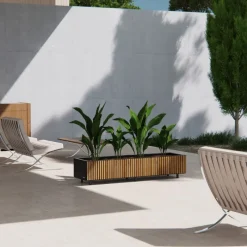 Fioriera Bassa PLANTER WOOD XIC 150 in Metallo colore Antracite 150x40x25cm-Herstera Outlet