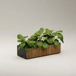 Fioriera Bassa PLANTER WOOD XIC 100 in Metallo colore Antracite 100x40x25cm-Herstera Discount