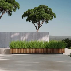 Fioriera Bassa PLANTER WOOD XIC 100 in Metallo colore Antracite 100x40x25cm-Herstera Discount