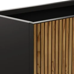 Fioriera DECO PLANTER in Metallo colore Nero e Legno 100x50x50 cm-Herstera Clearance