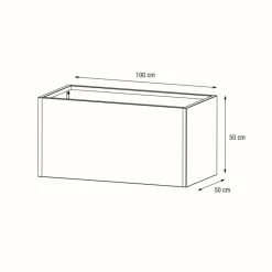 Fioriera PLANTER 50 in Metallo colore Grigio Scuro 100x50x50cm-Herstera Outlet