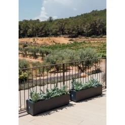 Fioriera PLANTER BALCONY in Metallo colore Antracite 100x25x25 cm-Herstera Clearance