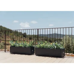 Fioriera PLANTER BALCONY in Metallo colore Antracite 100x25x25 cm-Herstera Clearance