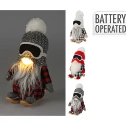 Gnomo Sciatore in Tessuto con Led 20 cm. Pezzo Singolo-Koopman Hot