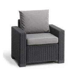 2 Poltrone Con Braccioli CALIFORNIA Grafite-Keter Outlet