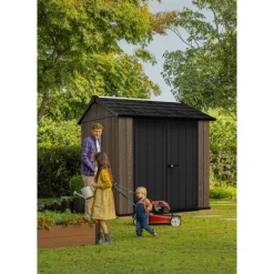 Casetta da Giardino in Resina SIGNATURE APEX 757 NOCE - Doppia scelta di montaggio-Keter New