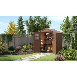 Casetta da Giardino in Resina DARWIN 6x6 Wood con Finestre Frontali-Keter