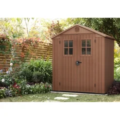 Casetta da Giardino in Resina DARWIN 6x4 Wood con Finestre Frontali-Keter Best