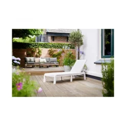 Lettino Prendisole MALLORCA SUNLOUNGER Bianco-Keter Hot