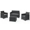 Set 2 Poltrone + Divano + Tavolino contenitore EMMA LOUNGE Grafite-Keter Sale