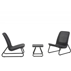 Set 2 Poltrone + Tavolino aperto RIO PATIO Grafite-Keter New