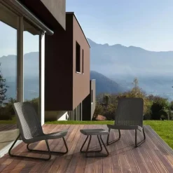 Set 2 Poltrone + Tavolino aperto RIO PATIO Grafite-Keter New