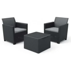 Set 2 Poltrone + Tavolino CLAIRE BALCONY SET Grafite-Keter Clearance