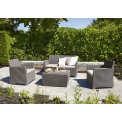 Set Lounge MIA Cappuccino Divano + 2 Poltrone + Tavolino Contenitore-Keter Sale