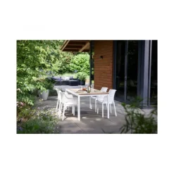 Tavolo PORTO 160 effetto Legno struttura Bianca-Keter Outlet