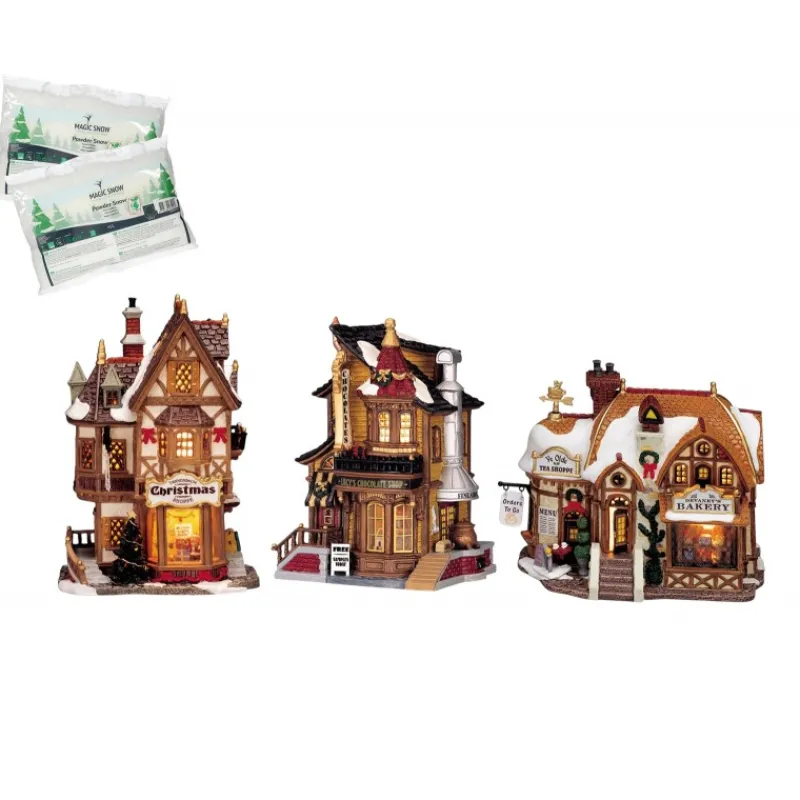 Starter Pack con Neve in Omaggio - Devaney's Bakery, Tannenbaum Christmas Shoppe, Lucy's Chocolate Shop-Lemax Discount