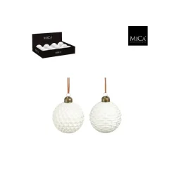 Pallina di Vetro 8 cm Color Bianco. Pesso Singolo.-Edelman Discount