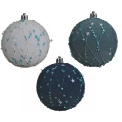 Pallina in velluto con perline e paillettes 8 cm. Pezzo Singolo-Kaemingk Online