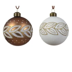 Palline di Natale con foglie da Appendere Set da 3-Kaemingk Clearance