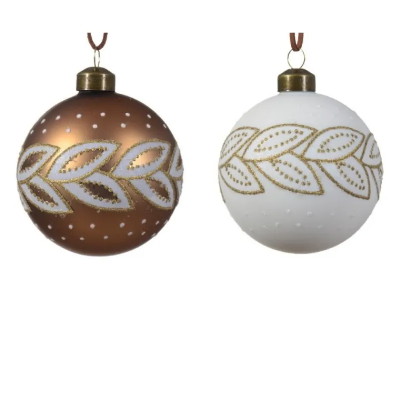 Palline di Natale con foglie da Appendere Set da 3-Kaemingk Clearance