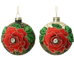 Palline di Natale con motivo Floreale da Appendere Set da 3-Kaemingk Clearance