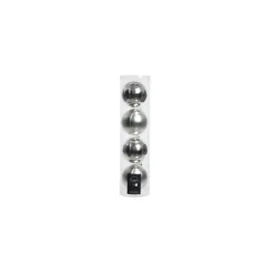 Palline di Natale da Appendere in Vetro 10 cm Argento. Set di 4-Kaemingk New