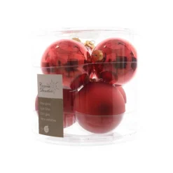 Palline di Natale da Appendere in Vetro 8 cm Rosso Natale. Set di 6-Kaemingk Best