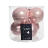 Palline di Natale da Appendere in Vetro 8 cm Rosa Antico. Set di 6-Kaemingk New