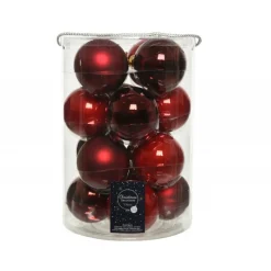 Palline di Natale in vetro da appendere 8 cm Rosso. Set 16-Kaemingk Online