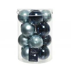 Palline di Natale in vetro da appendere 8 cm Blu. Set 16-Kaemingk Best