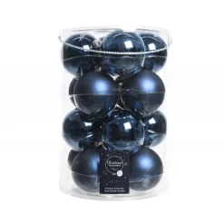 Palline di Natale in vetro da appendere 8 cm Blu. Set 16-Kaemingk Discount