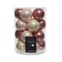 Palline di Natale in vetro da appendere 6 cm Oro e Rosa. Set 20-Kaemingk Clearance