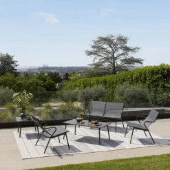 Poltrona Bassa imbottita VENCE LFM5274 Obsidian/Titane-LaFuma