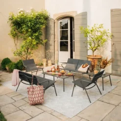 Poltrona Bassa imbottita VENCE LFM5274 Obsidian/Titane-LaFuma