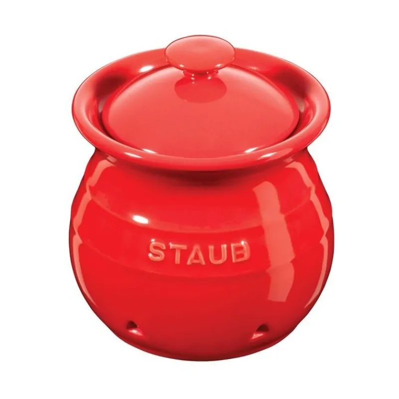Porta Aglio 11 cm Rosso in Ceramica-Staub Outlet