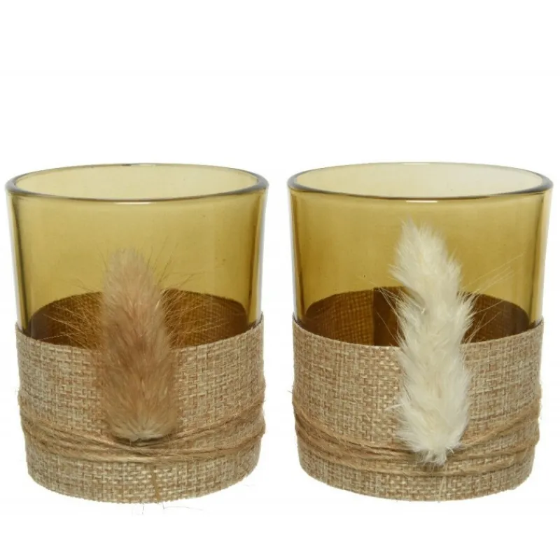 Porta candela in vetro 8 cm. Pezzo Singolo-Kaemingk Online