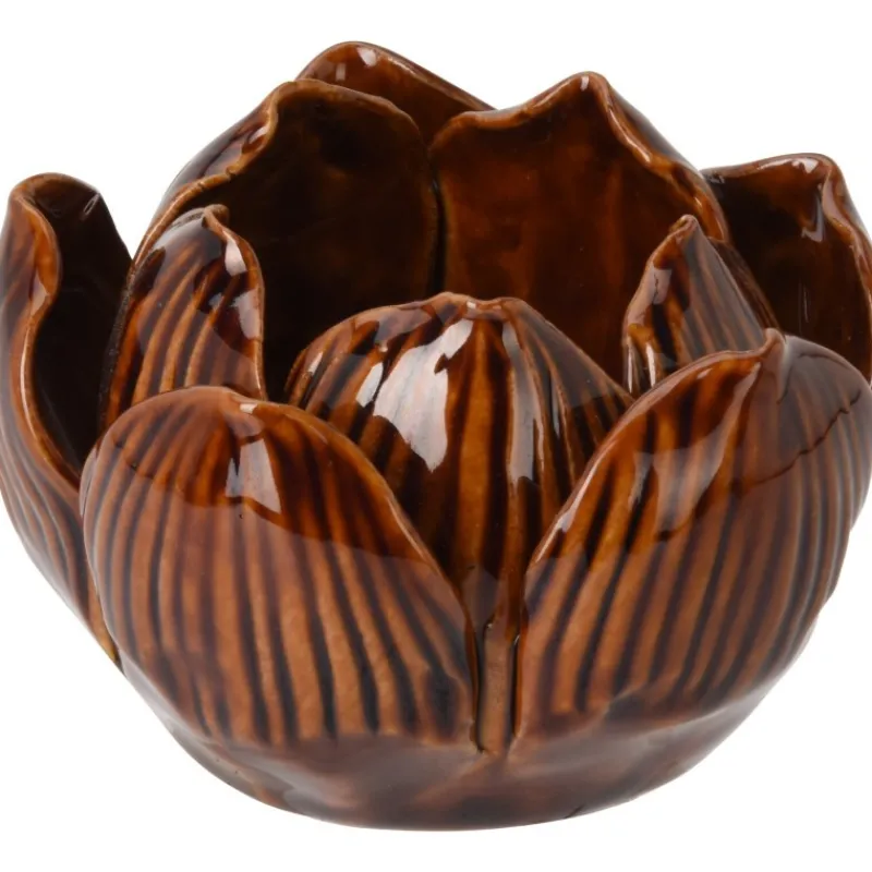 Porta Tea Light Fiore di Loto 8x5 Cm. Pezzo Singolo-Koopman New